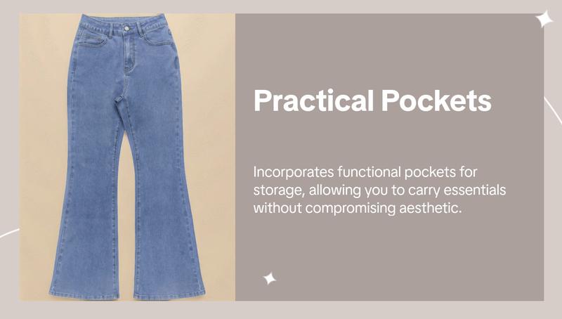 GILIPUR Y2K Women's Plain Flare Leg Jeans, Casual Button Fly Pocket Bell Bottom Denim for Daily Wear, Ladies Bottoms for All Seasons