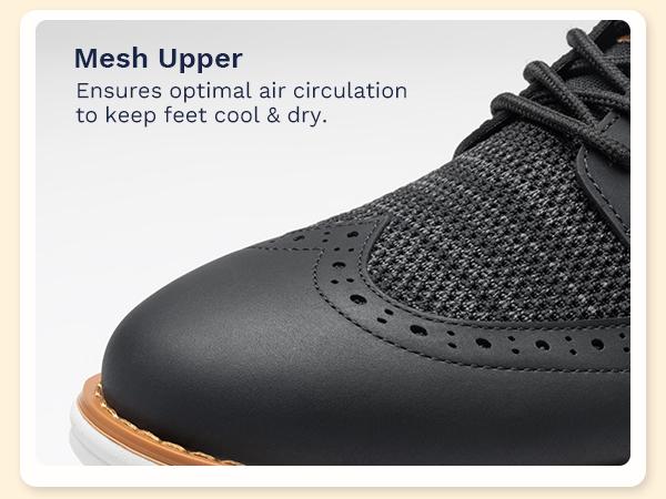 BRUNO MARC KnitFlex Craft Men's Breathable Stretchy Knit Upper Wingtip Mesh Oxford Sneakers Casual Round Toe Lace-Up SpringStatements Walking Shoes