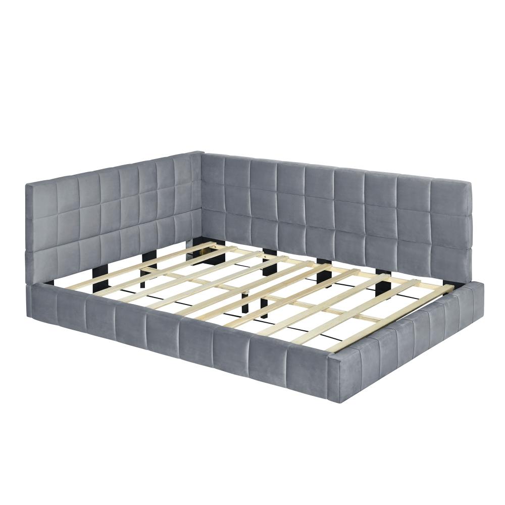 Velvet Mid-Century Modern Full-Size Couch-Bed with Armrest, Sturdy Slatted Base - Durable 2-in-1 Sofa Bed for Living Rooms, Bedroom, Easy Set-Up, Hardware and Instructions Included