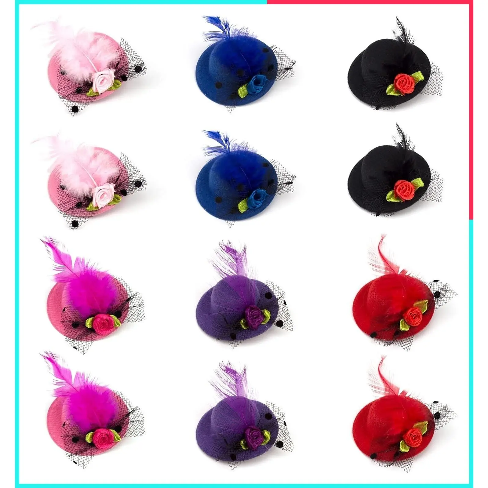 Mini Top Hat Hair Clips - Tea Party Fascinator Tiny Hat Decorations Hair Accessories