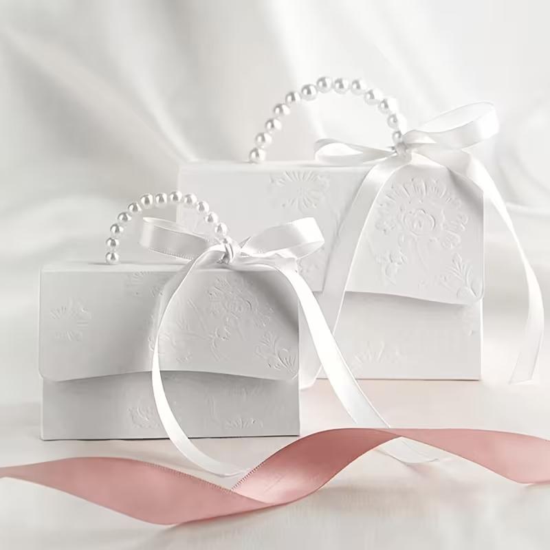12 Piece Faux Pearl Decorative Gift Bags, Gift Wrap Bags, Goodie Bags, Elegant Party Favor Packaging, Durable and Stylish Design, Perfect for Bridal Shower, Wedding Souvenirs, Wedding Party Supply & Party Accessories