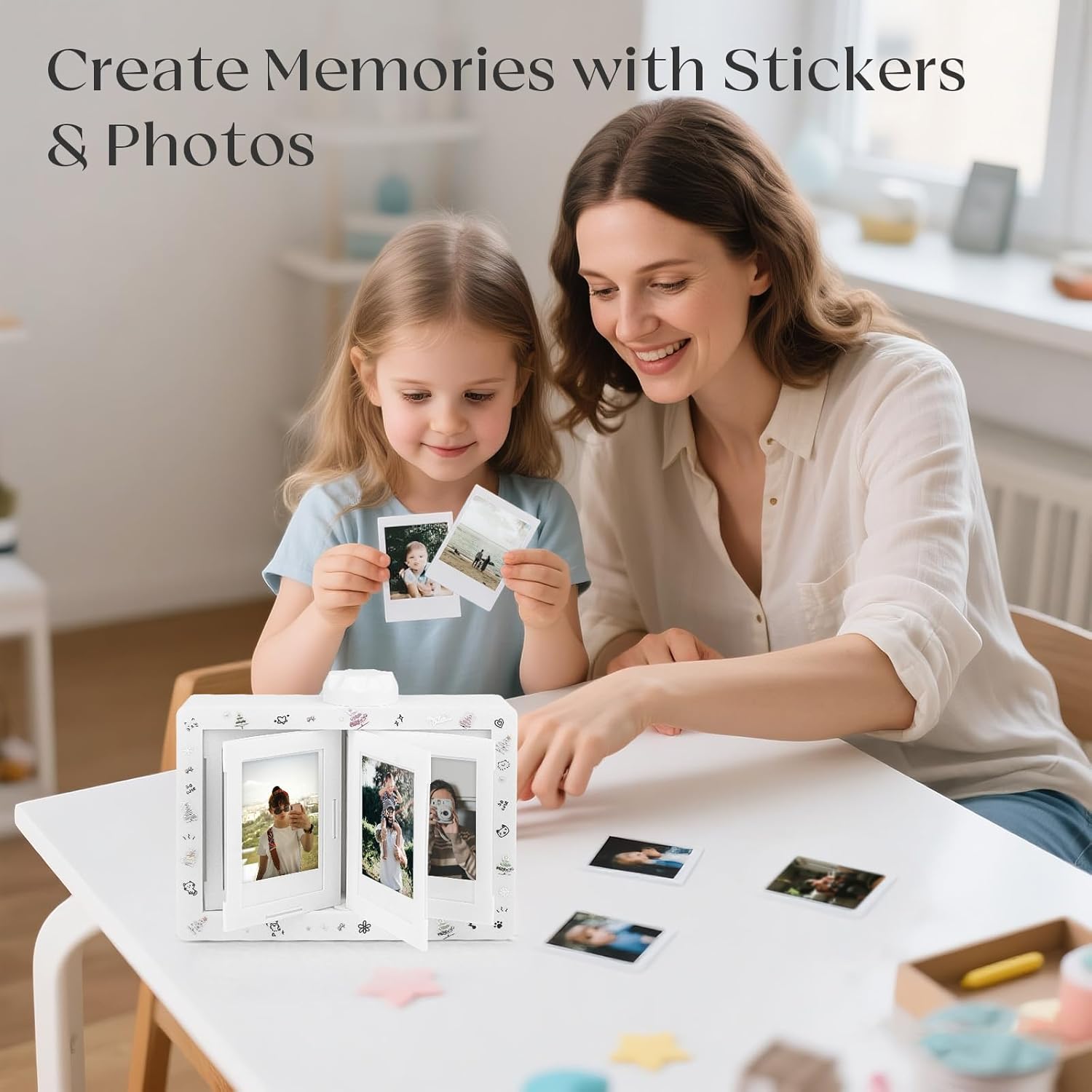 Photo Album Desktop Polaroid Rotating frames for 3x2in Mini Photos & Photocards, Rotating Flip Photo Album Desktop small picture frame for 24 Photos Family Photo Collections for Home Office Desk