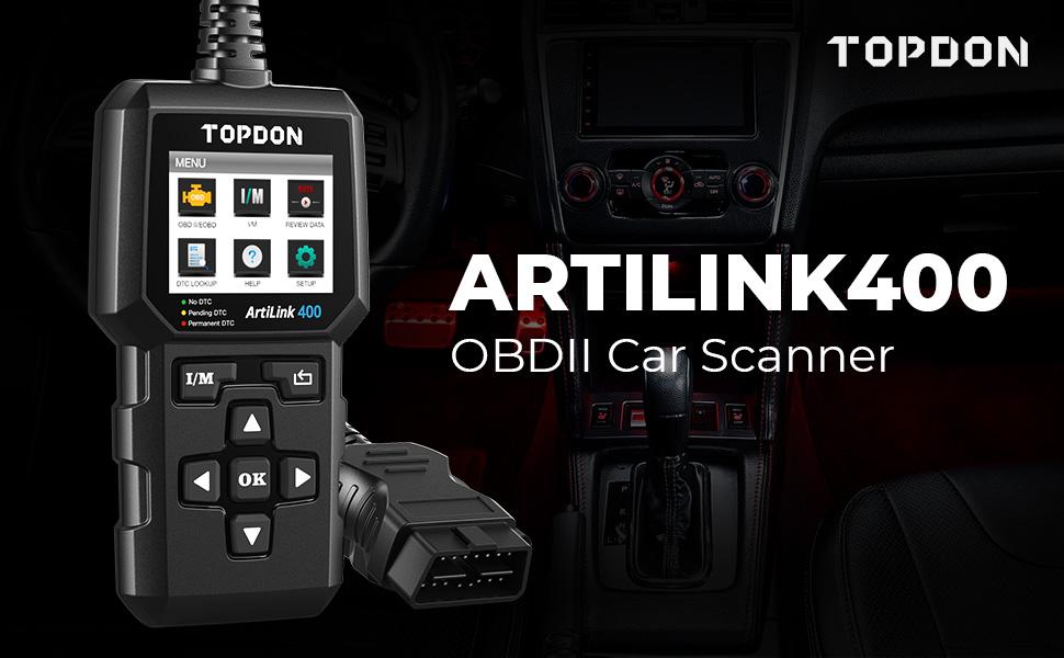 TOPDON AL400 OBD2 Scanner, Full OBDII Code Reader, Check Engine Light Scan Tool, Car Scanner with DTC Lookup, Clear Codes, Freeze Frame, One-Click I/M, Diagnostic Scanner for DIYers, Lifetime Update