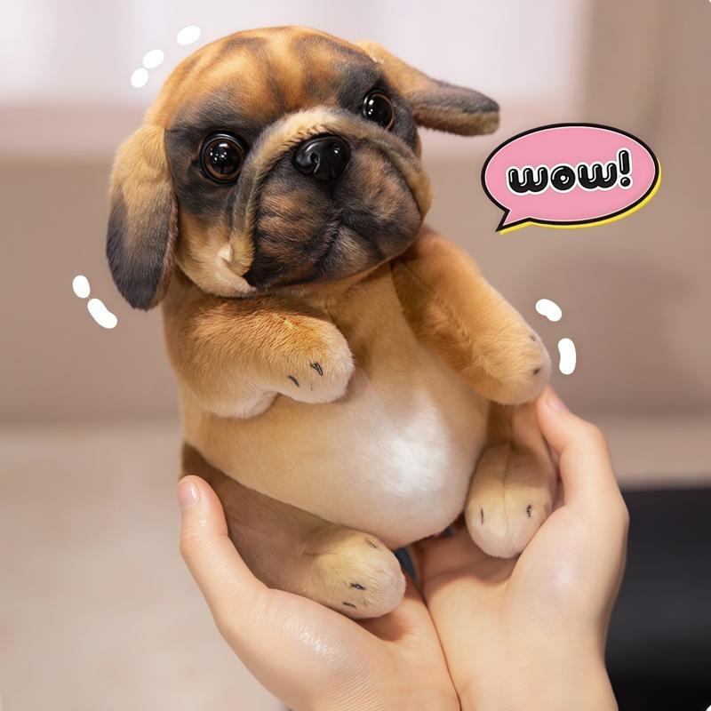 Realistic Bulldog Plush Toy, Stuffed Animal, Soft Fabric Dog with Expressive Eyes and Ears, Realistic Fur Texture, Warm Companion Gift