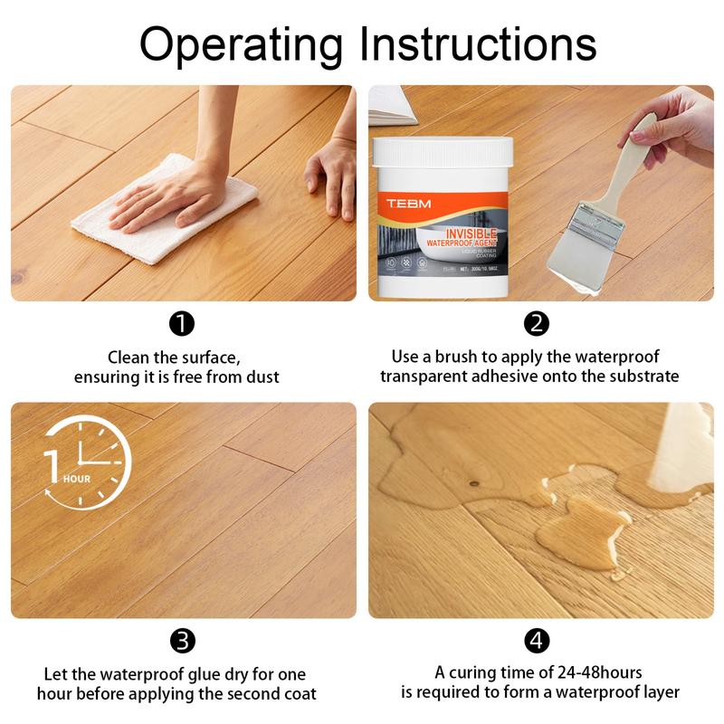 Transparent Sealed Waterproof Coating, RV Roof & Home Effective Water Proofing, Compatible with Brick Marble Cement Floor Ceiling, Waterproof Sealant Mastic