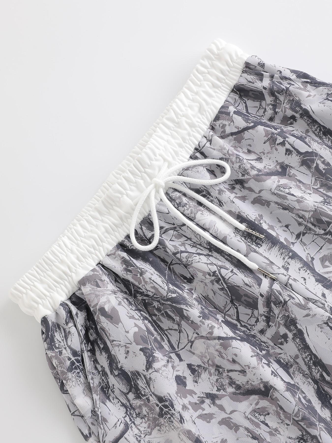 Women's Summer Retro Street Style Camo All-Over Print Wide Leg Pants, Casual Lounge Pant Loose-Fit Long Trousers for All Seasons Camouflage