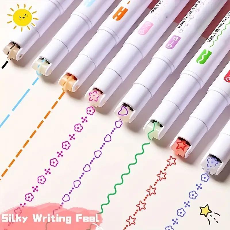 Journal Deco Must - Have 🌸 Curved Floral Roller Pens - Border Pens for Creative Handwriting & Layouts