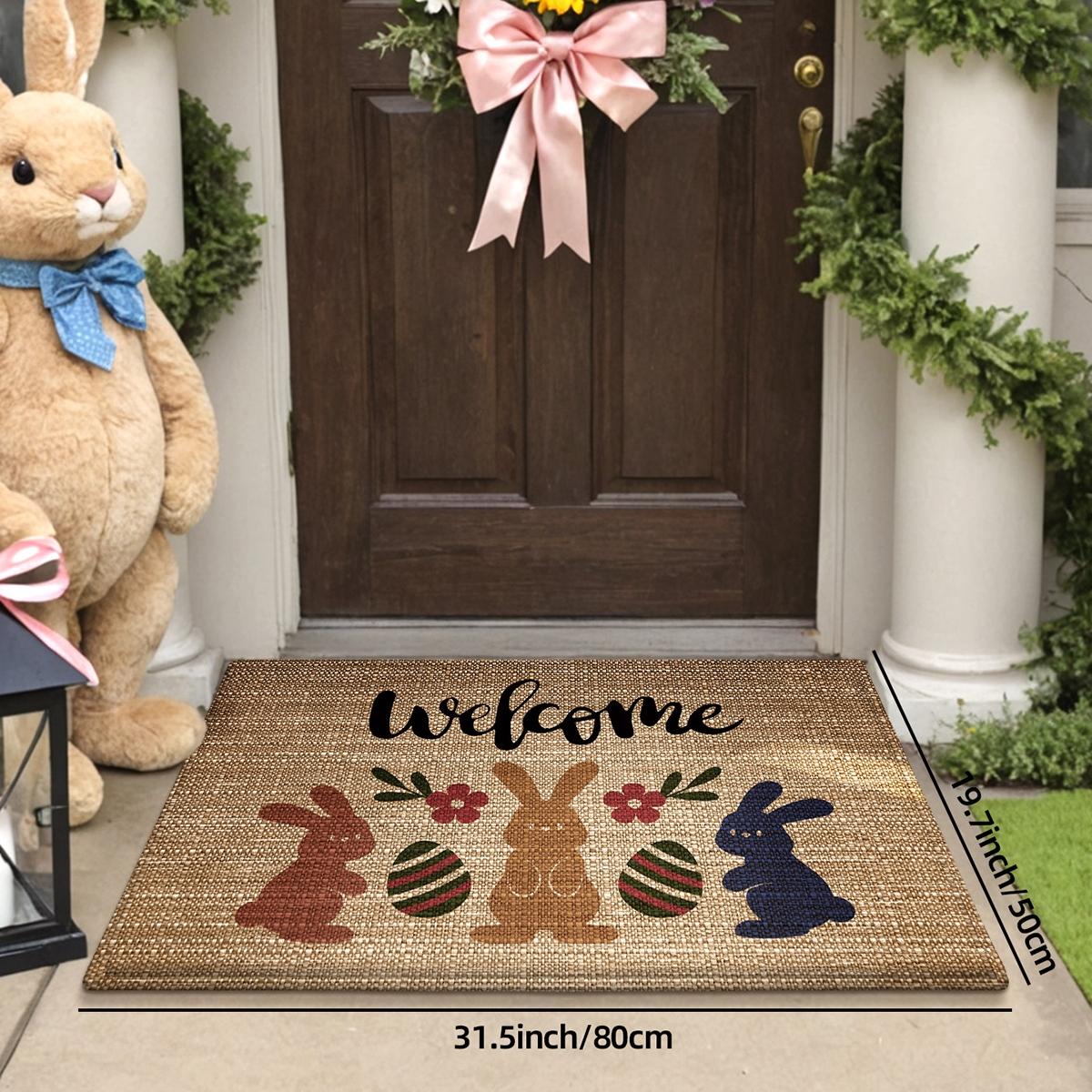 Easter Bunny Easter Egg Welcome Rug, Non-Slip Backing, Suitable for Bathroom Kitchen Indoor Outdoor Use