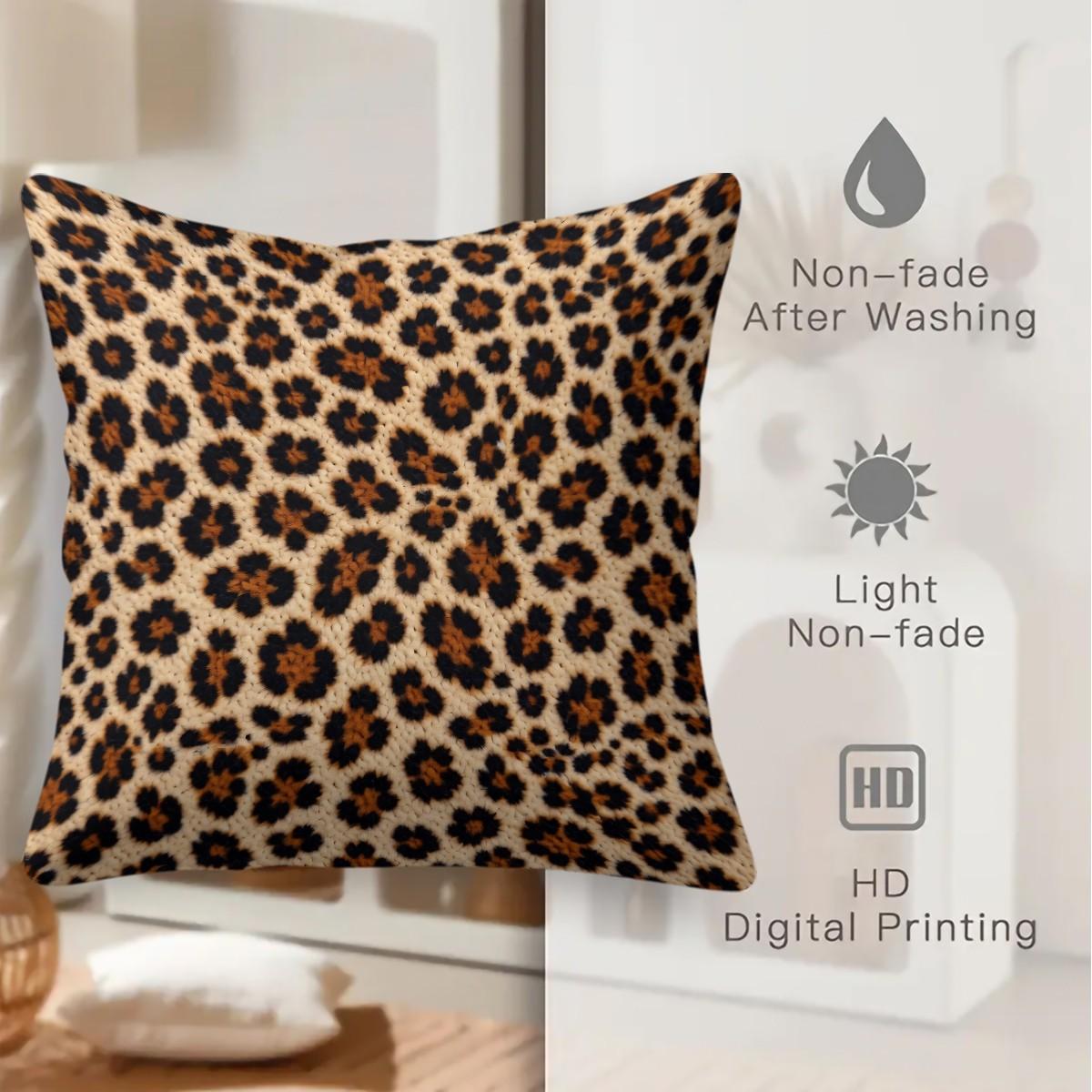 Classic Leopard Print Boho Chic Throw Pillow, Luxury Vintage Bohemian Decorative Pillow with Insert, All Season Lumbar Support Cushion for Sofa, Bay Window, Cafe, Perfect Housewarming Birthday Christmas Gift