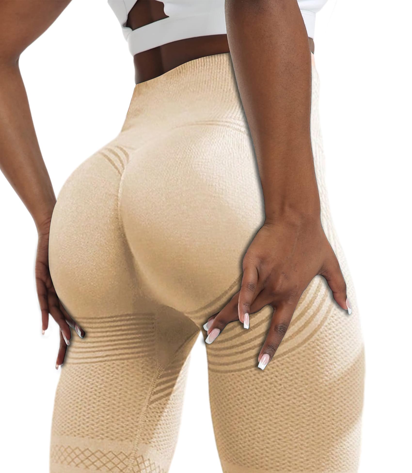 RICH BRIA 3D Scrunch Butt Lifting Leggings - High Waisted Compression Seamless Tummy Control Butt Sculpting Workout Pants Anti Cellulite Yoga Tights for Women - Firm & Smooth Gym Activewear XS-4XL