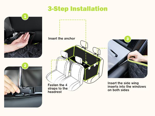 Pecute Pet Car Seat Cover Waterproof Dog Backseat Hammock with Mesh Window & Storage Pocket, 600D Non-Slip for Car/Truck, Easy to Install Washable