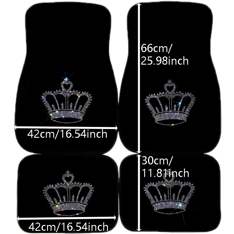 Crown Pattern Car Floor Mat, 4 Counts/set Rhinestone Decor Car Interior Decorative Floor Mat, Universal Car Interior Accessories for Women, Men Gifts, Car Mats