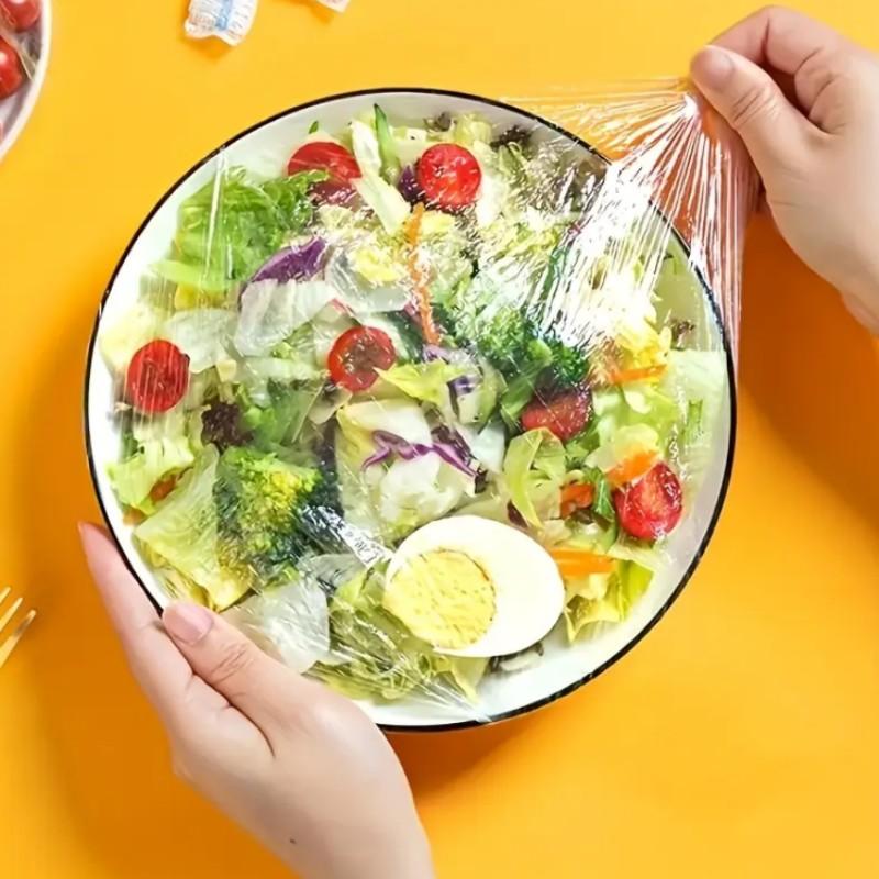 99/350/500 Disposable Food-Grade Cling Wrap and Multi-Function Food Cover Sets, Elastic and Durable Covers for Leftover Storage, Refrigerator and Table Dustproof, Large Capacity, Easy-To-Use No-Tear Film for Home Kitchen