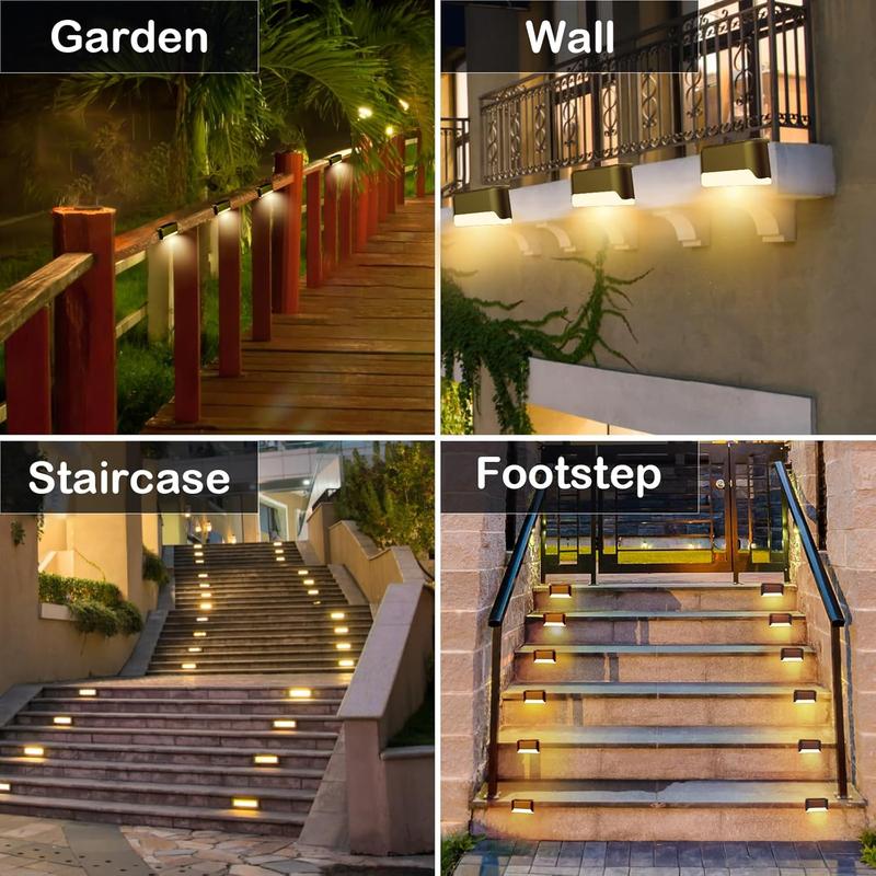 JNOEC 36pcs Solar LED Deck Lights IP65 Auto On/Off 12Hr Warm White Cool White Waterproof for Outdoor Stairs Fences Pathways Easy Install Commercial Malls Hotels Libraries