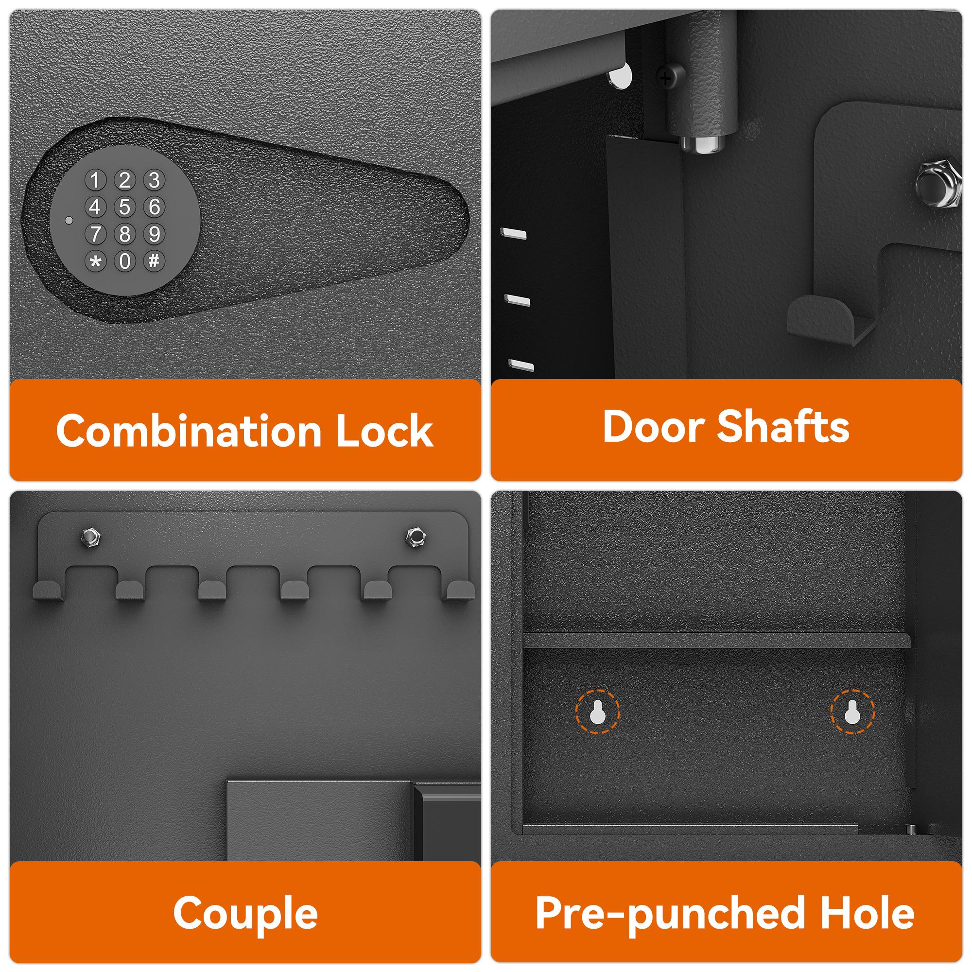 THOF,rapid access,pistol safe,2 ways to unlock,Passcode,key,Applicable wall,Wall Safes Between the Studs, Hidden Safe with Digital Keypad, Removable Shelves,Avoid security risks