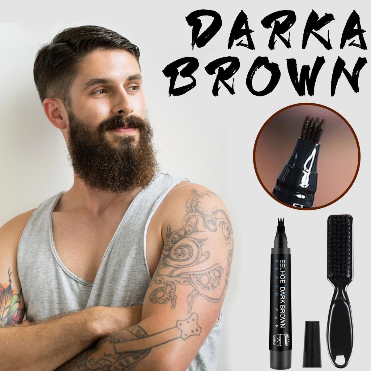 4-Tip Liquid Pen for Beard & Eyebrow-Water-Resistant, Natural-Looking, and Long-Lasting