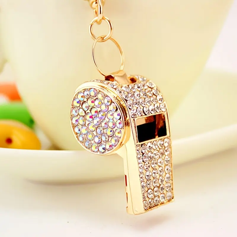 Exquisite Crystal Whistle, Rhinestone-Encrusted Referee Whistle/Keychain, Bag Charm, Rhinestone Crafted Small Gift, Sports Meet Prize
