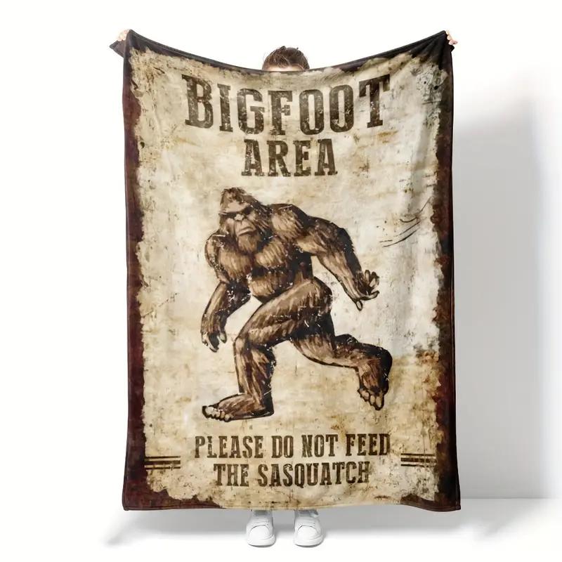 Bigfoot Print Flannel Throw Blanket - Bigfoot Area Please Do Not Feed The Sasquatch -  Cool Christmas Gift