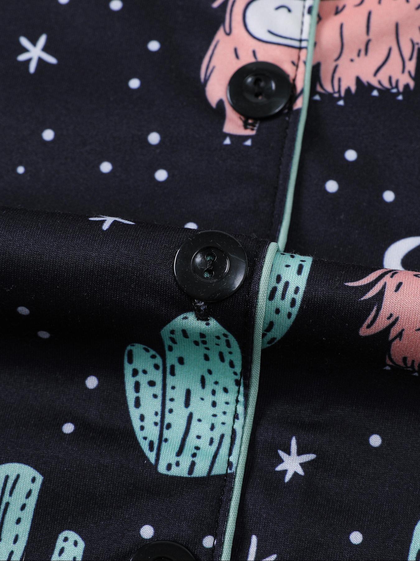 Children's pajamas 2 sets of cute little yak printed children's pajamas for girls and boys, new for summer 202, flame retardant, thin short-sleeved shorts 2 sets of pajamas for children can be worn outside as home clothes 2 sets of Print Sleepwear