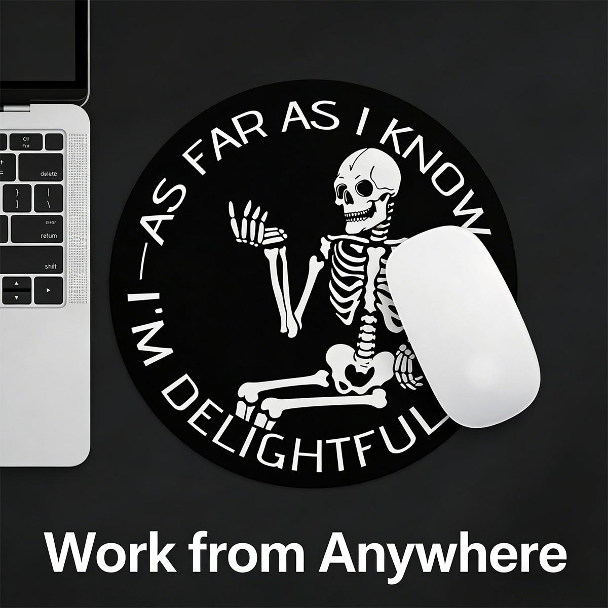 Fashion Skull Head Round Mouse Pad, Non-Slip Rubber Base, Small Desktop Mat for PC/laptop, Gaming/mouse Pad, Gift for Women, 7.87 Inches