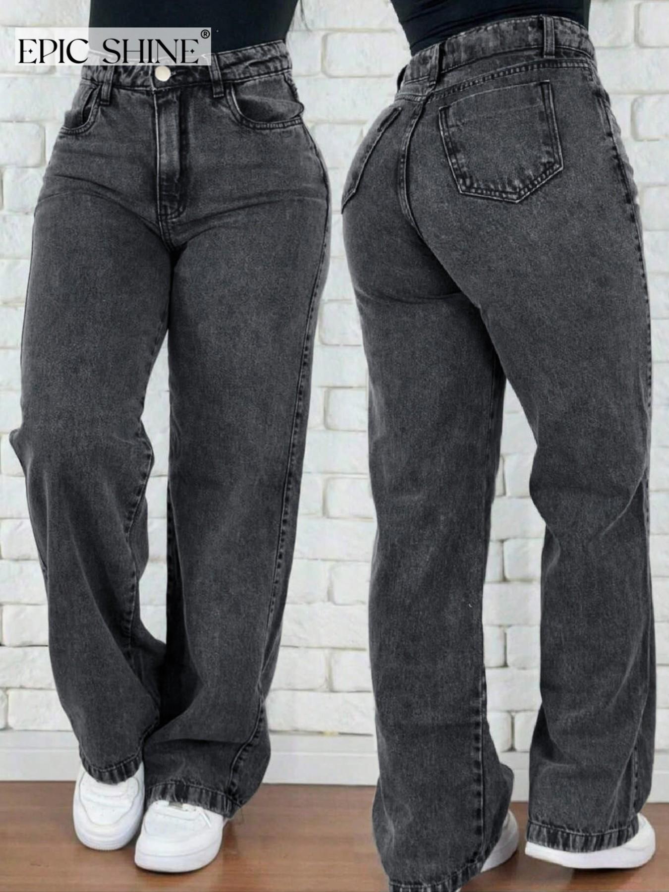 Ezwear Women's High Waist Wide Leg Jeans, Casual Comfortable Fit, Perfect for Daily Wear, Fashion Trendy Ladies' Clothing