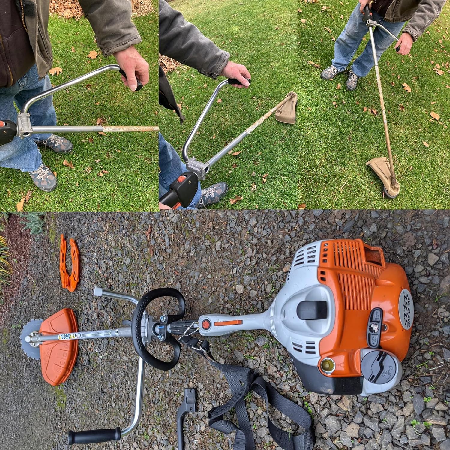 Weed Eater Handle Extension, String Trimmer Grip Back Saver with Shoulder Strap Harness, Universal Weedeater Attachments for Lawn Care, Landscaping, Yard Trimming Edging, Grass Trimmer Accessories