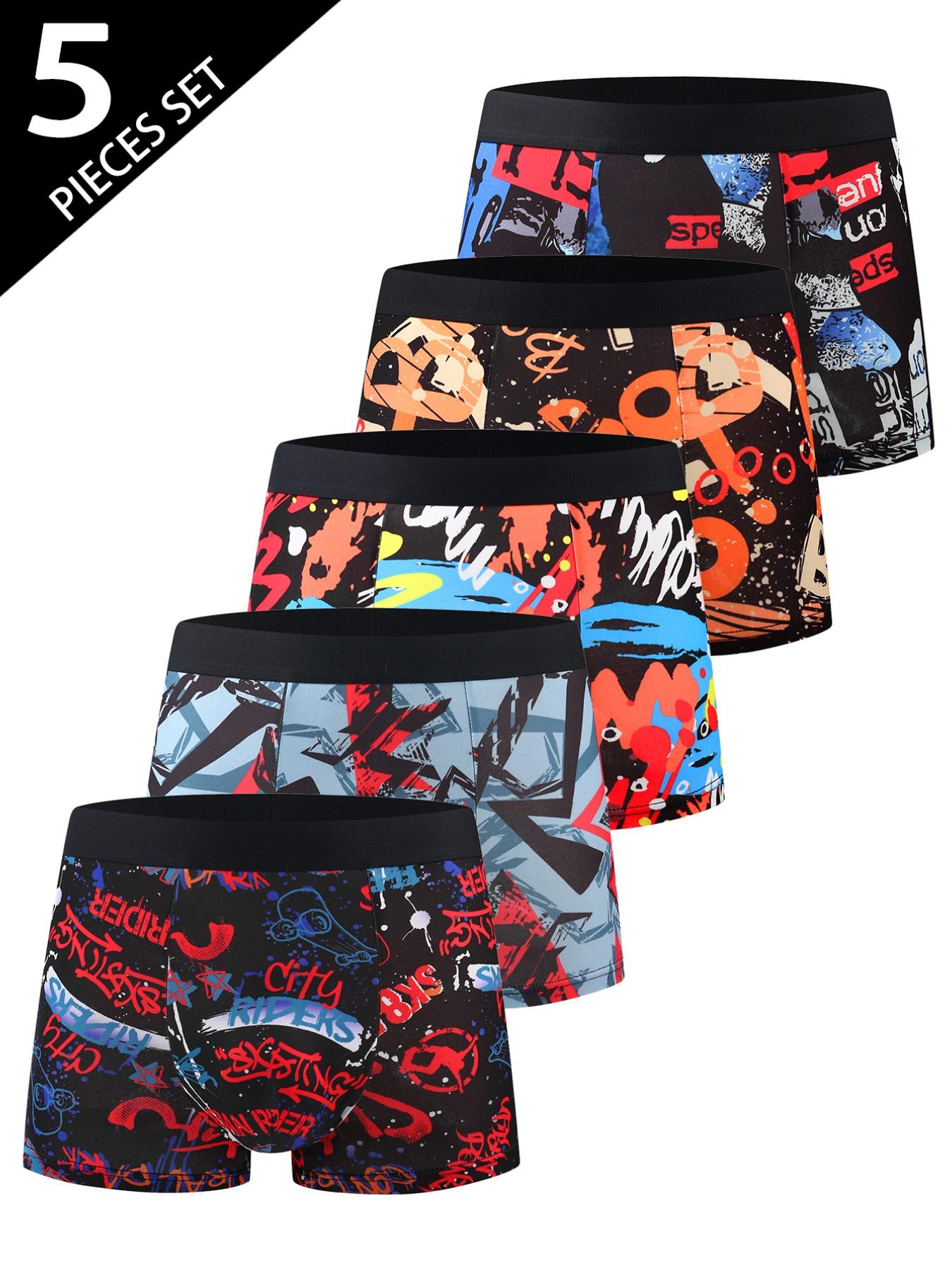 Men's Random 5-Pack Boxer Briefs, Comfortable Mid-Rise Stretch