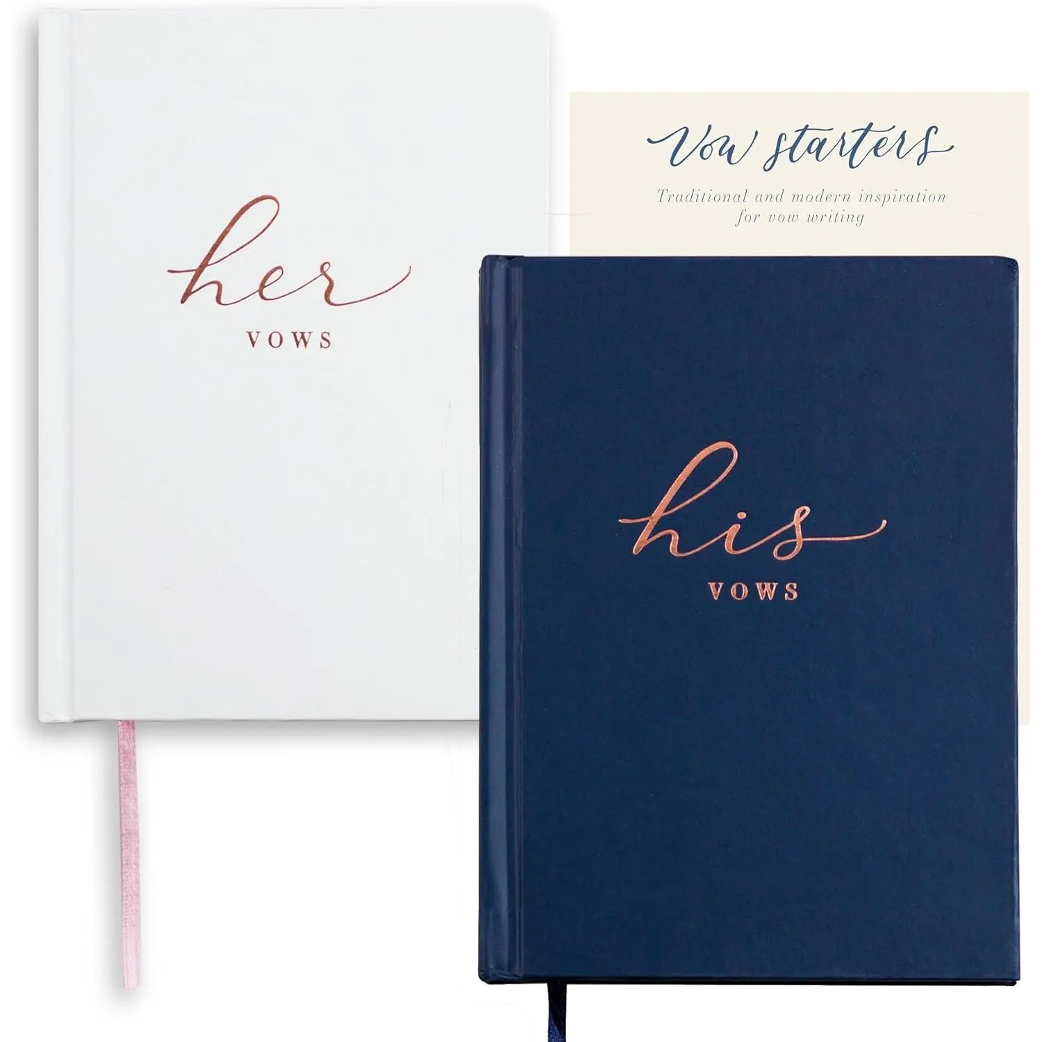 Wedding Vow Books His and Hers – Perfectly Sized, Hardcover Vow Booklets with  Foil Lettering – Vows Book Her & Him, Wedding Essentials Idea, Wedding Registry Gifts (Navy , Rose )