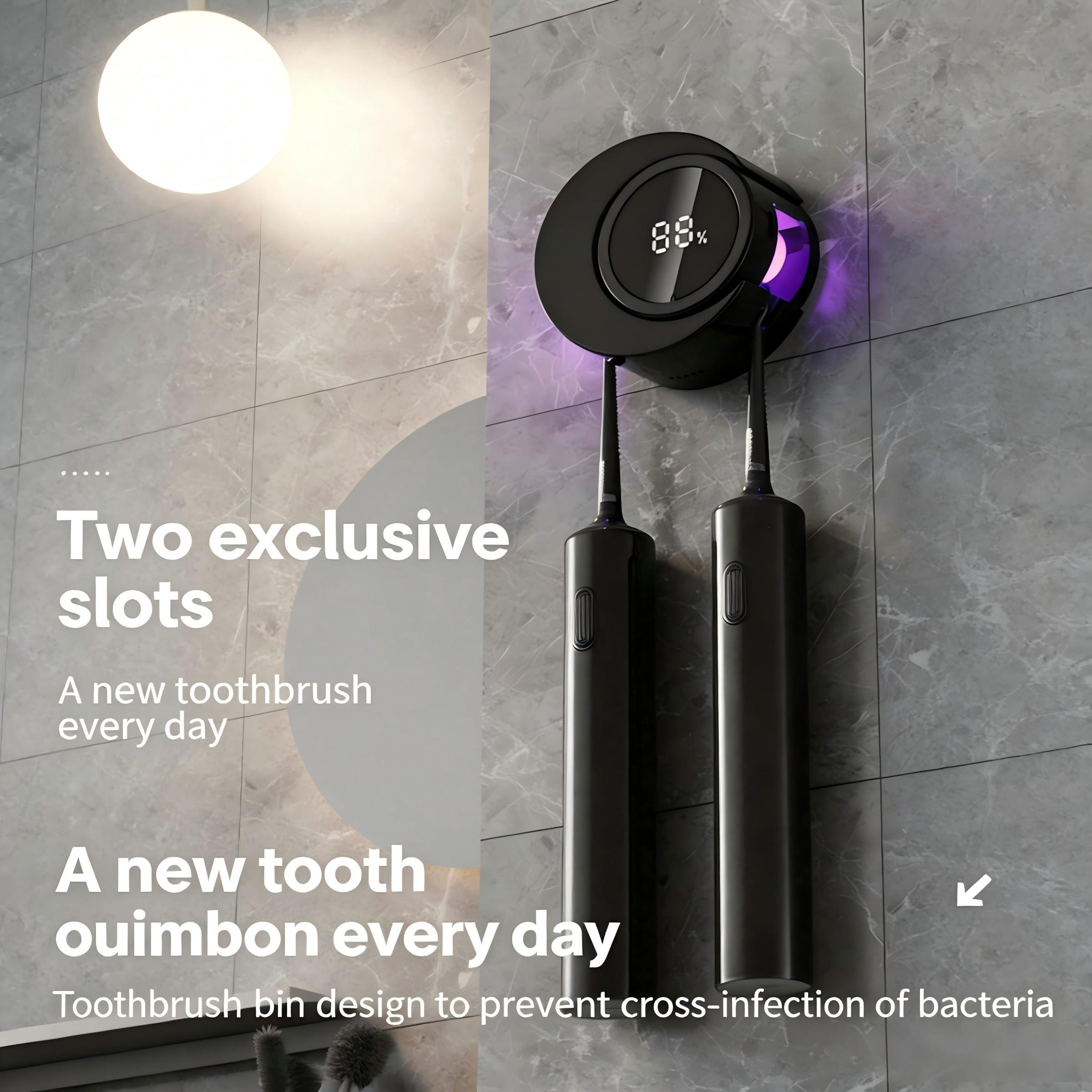 Home Smart Sensor Toothbrush Disinfector Box, UV Sterilization Toothbrush Holder, Automatic Drying Toothbrush Cleaner