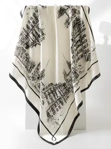 Women's Silk Scarf 90cm, Soft Breathable Fashion Accessory, Versatile Shawl Headscarf, All-Season Use, Boho Style