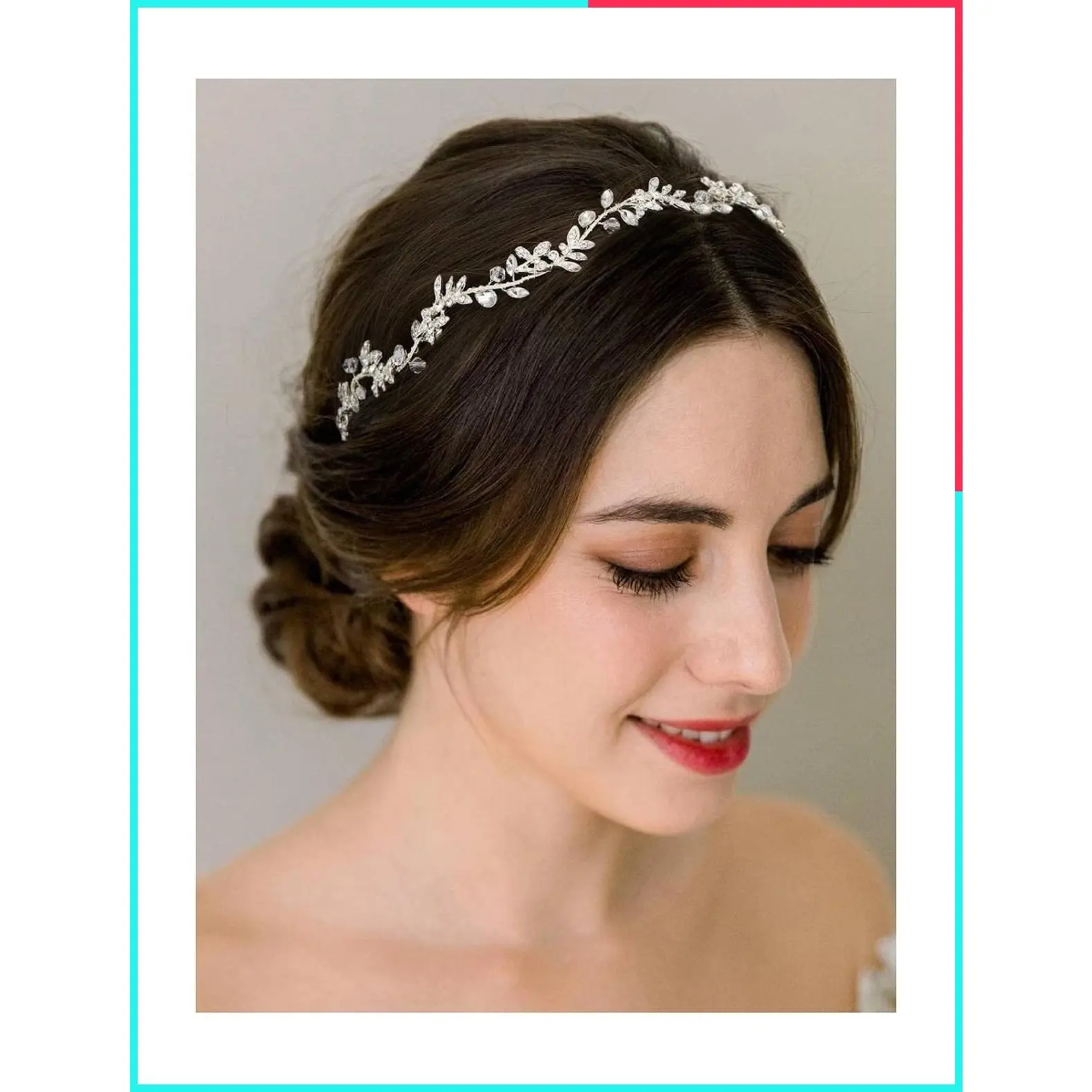 Rhinestone Bridal Headband Silver Crystal Wedding Headpiece Bendable Leaf Hair Accessory Vintage Hair Piece for Bride Bridesmaid Flower Girl Women Girls