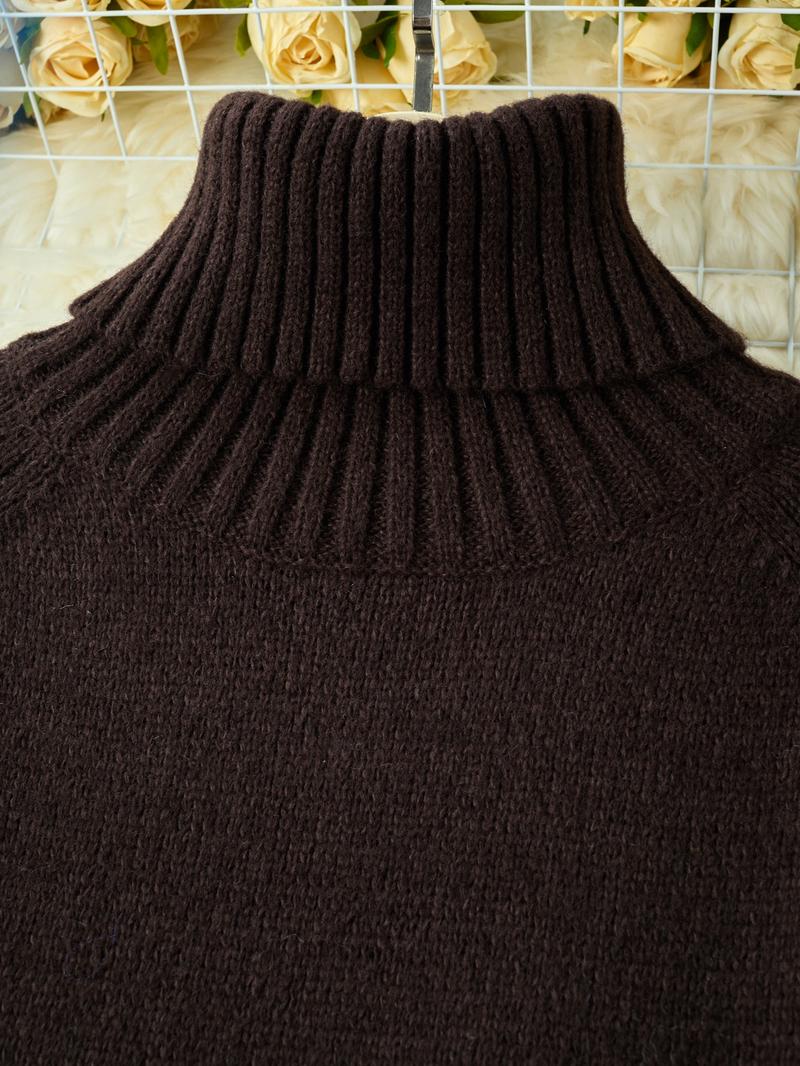 Women's Fitted Long Sleeve High Neck Sweater Knitwear, Casual Style Earth Tone Pullover, Perfect for Fall & Winter, Single Wear or Layering Women's Fitted Long Sleeve High Neck Sweater Knitwear, Casual Style Earth Tone Pullover, Perfect for Fall & Winter, Single Wear or Layering