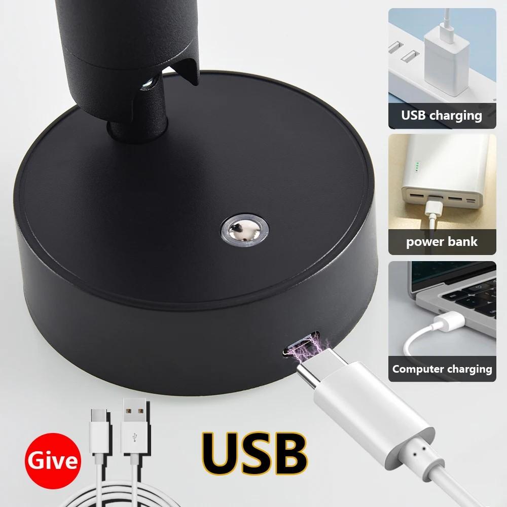 2pcs Wireless USB Rechargeable Wall Light, Magnetic Mount Night Lamp, Touch Control Dimmable Bedside Aisle Reading Light, No Drilling Required Cabinet Lamp, Indoor Lighting