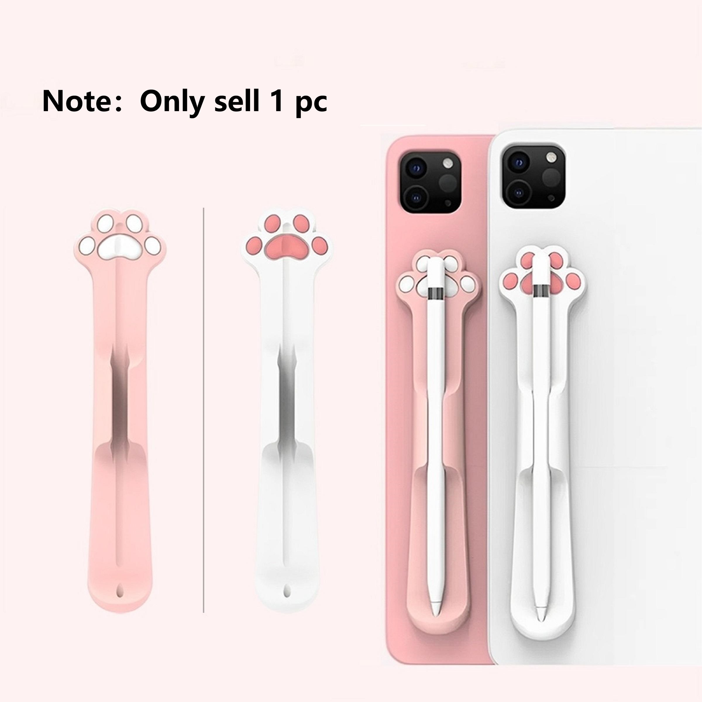 Cute Cat Paw Design Stylus Pen Case, 1 Count Silicone Pen Sleeve for Apple Pencil 1 2, Adhesive Tablet Pen Slot Holder, Cute Stylus Pencil Case