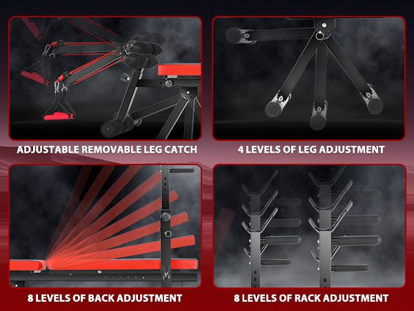 【TikTokShopBlackFriday】OPPSDECOR 600lbs 6 in 1 Weight Bench Set with Squat Rack, Foldable Adjustable Bench Press Set with Removable Foot Catch, Workout Bench for Home Gym