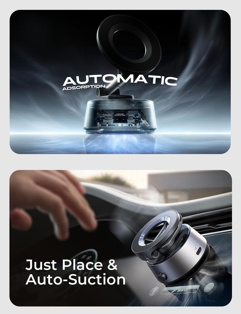 LISEN Upgraded Vacuum Magnetic Electronic Suction Car Phone Mount Holder for Car Gym Mirror Shower Smooth Surface 360 Adjustable