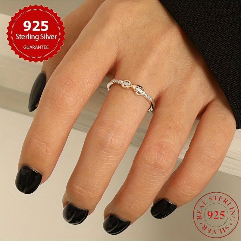 S925 Sterling Silver Wedding Ring Dainty Fresh Lucky 8 Loop Colorful Split Delicate Jewelry Gift for Women