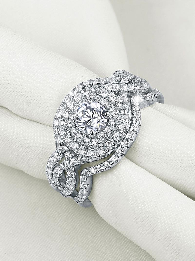 Women's Elegant Rhinestone Decorated Ring (3pcs/set), Exquisite Trendy Rings, Fashionable Hand Jewelry for Women As Gift, Elegant Casual Ring