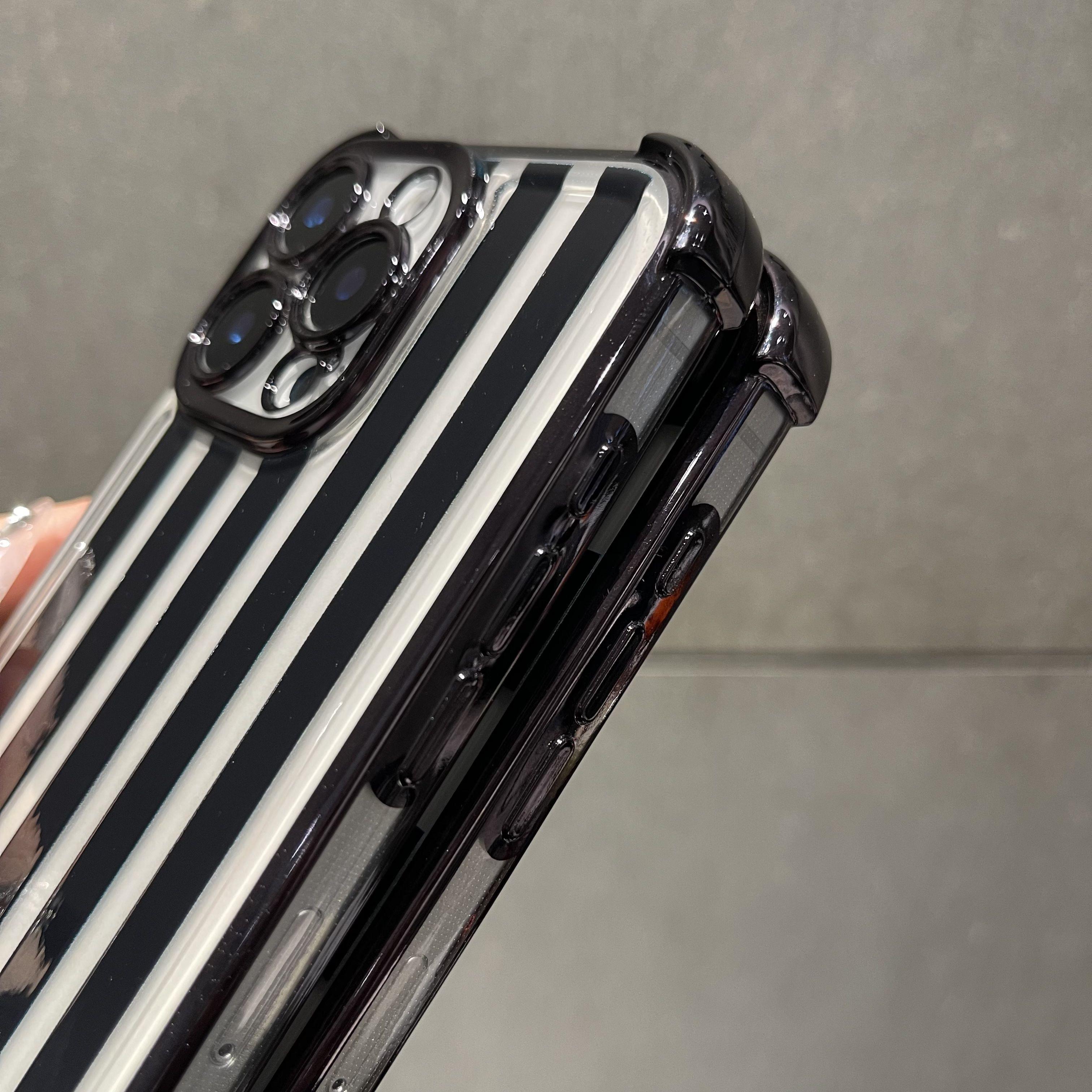 Black checkered four-corner drop-proof TPU phone case for iPhone  17 Air 16Pro Max 15 14Plus 13 12 11 XR XS Simple and stylish camera protection Shockproof Anti-Drop Shockproof Drop Protection Durable Phone Case