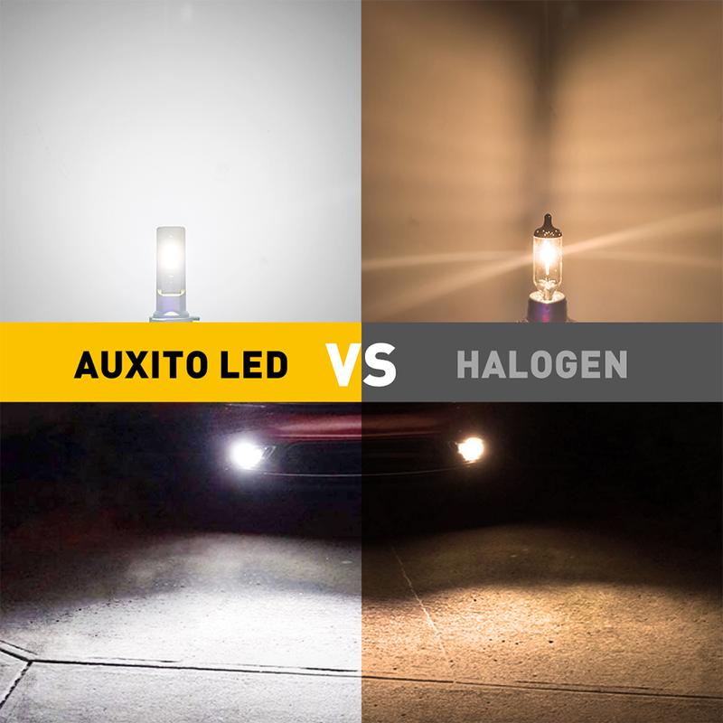 AUXITO H11/H8/H16 LED Fog Light Bulbs or DRL, 6000 Lumens 6500K Cool White Light/3000K Amber Yellow Light, 300% Brightness, CSP LED Chips Fog Lamps Replacement for Cars, Play and Plug (Pack of 2)