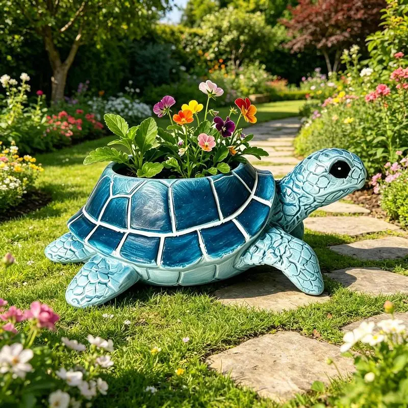 Gardening courtyard balcony outdoor decoration turtle flower pot resin ornament