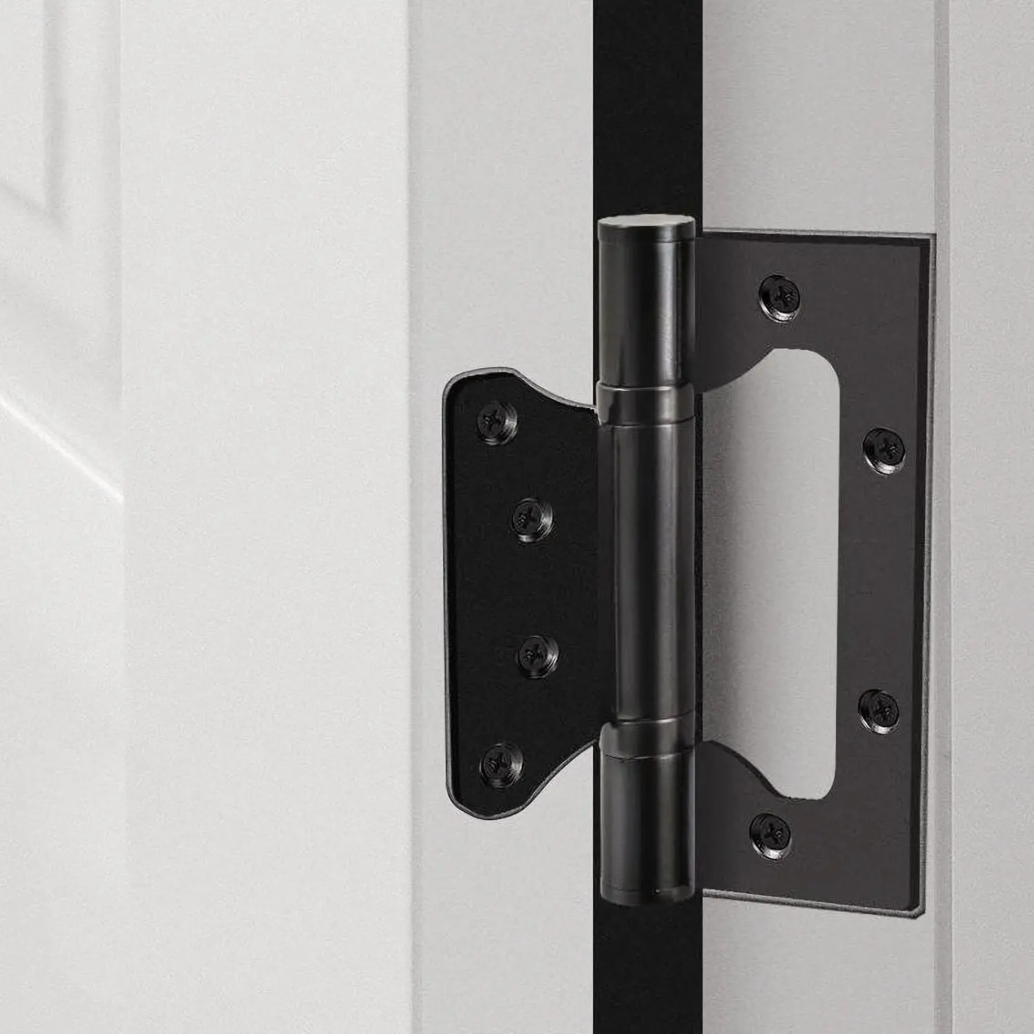 6 Pack 4 x 3 Inch Stainless Steel Non-Mortise Door Hinges with Mounting Screws, Easy to Install, BlackGift