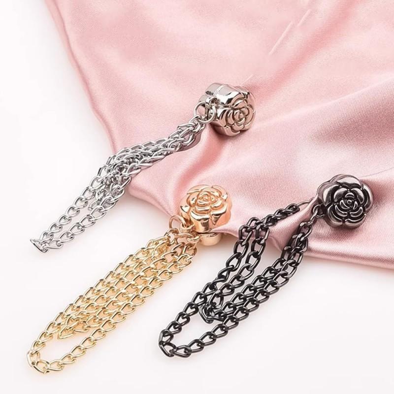 8Pcs Vintage Rose Flower Shape Multi-Function Magnetic Clothing Clips, Magnetic Strength Buttons Clips, Multi-Purpose Magnetic Pinless Brooch, Magnetic Clothing Shawl Clips (Mixed COLOR)