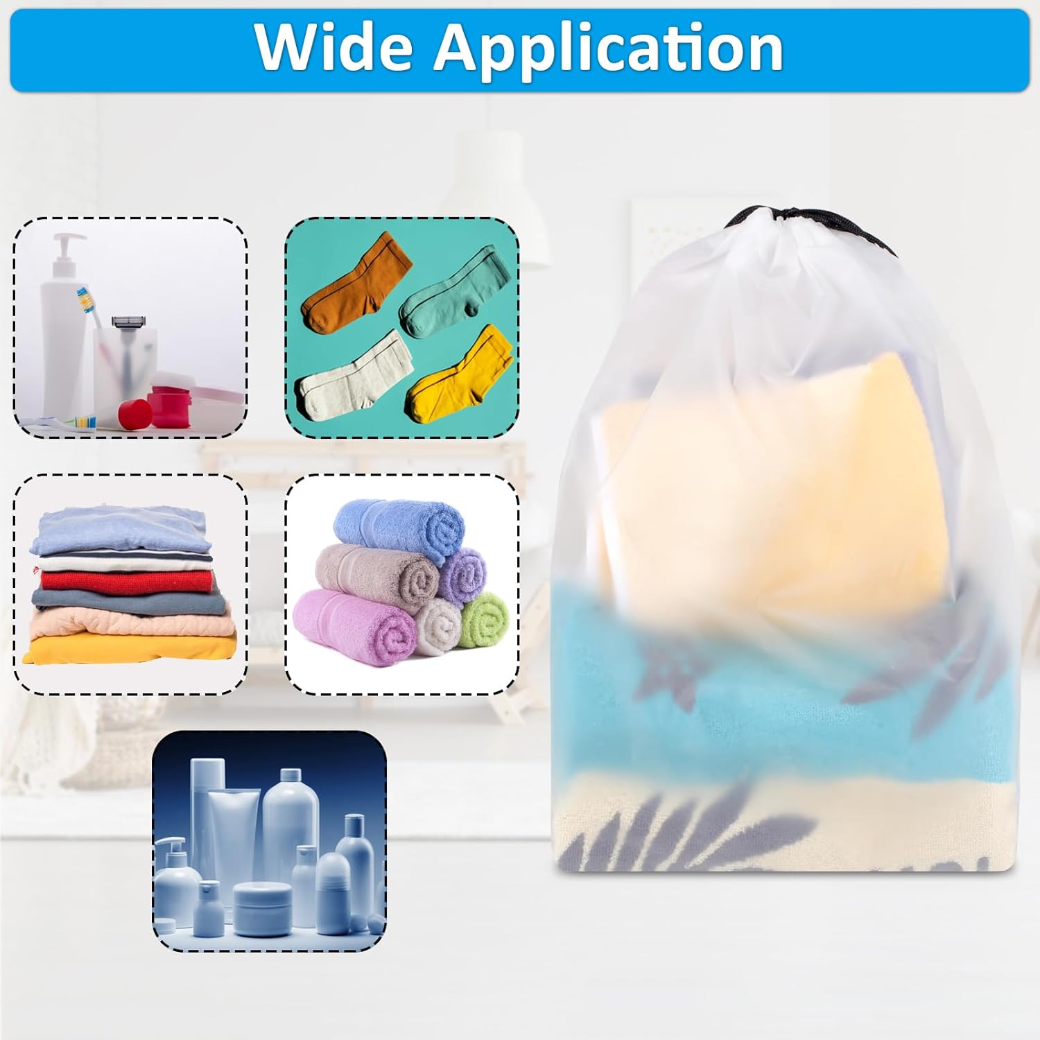 5 Pack Clear Drawstring Shoe Storage Bags, Waterproof Transparent Travel Shoe Pouches 15.7 x 11.8 Inch, Dust-Proof Portable Shoe Organizer Bags for Men Women, Gym, Trips, Luggage Packing, Closet Storage and Daily Shoe Arrangement