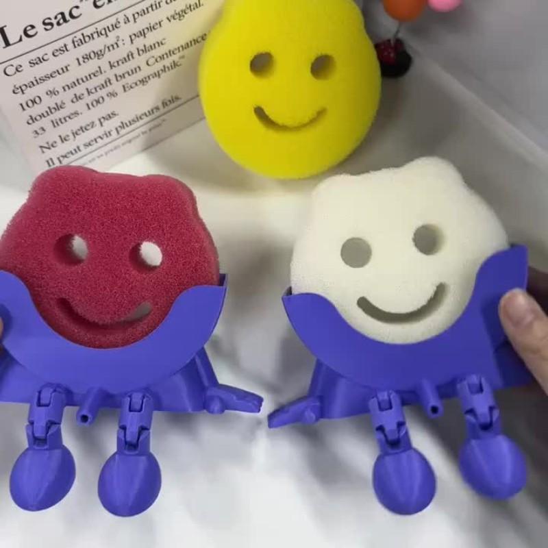 Cute Fun Drainage Smile Sponge Holder with Draining Holes, 3D Printed Dish Sponge Rack, Kitchen Sink Countertop Organizer, Home Cleaning Tool Stand