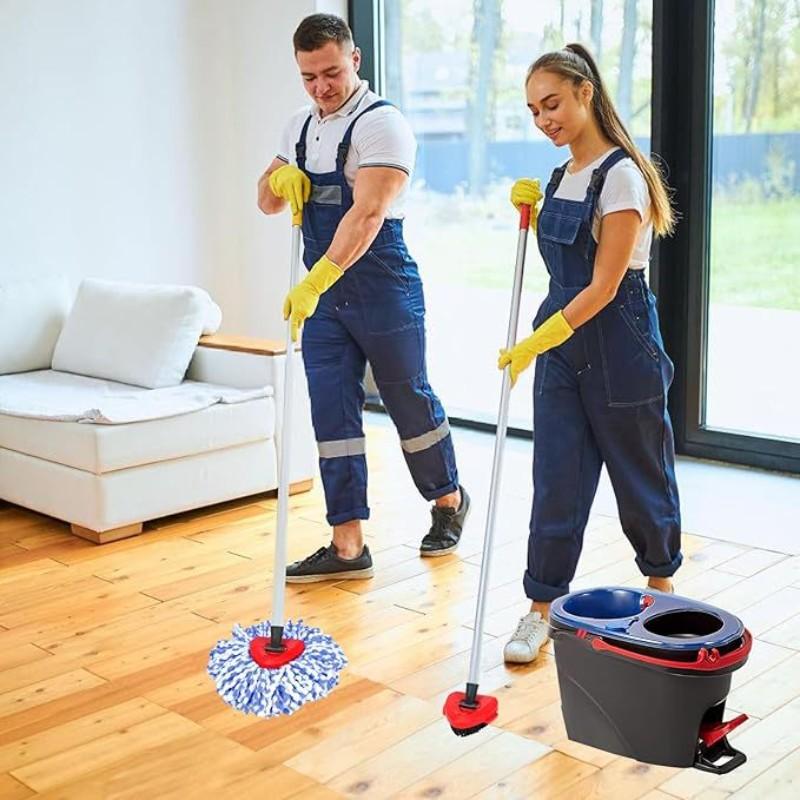 Mop Replacement Accessory Set - Fine Fiber Triangular Mop Head with Handle & Base Design, Compatible with Rotating Spin Mop, Perfect for Household Multi-Surface Hard Floor Scrubbing compatible with O-Cedar/Vileda triangular mop head