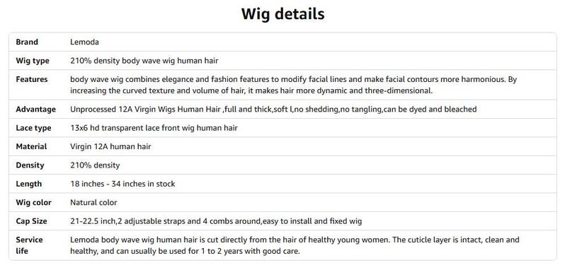 Lemoda Body Wave 13x6 HD Transparent Lace Front Wigs Human hair 210% Density Virgin 12A Straight Frontal Wigs Human Hair Natural Hairline 13x6 Body Wave/Straight Wig Pre Plucked Wig