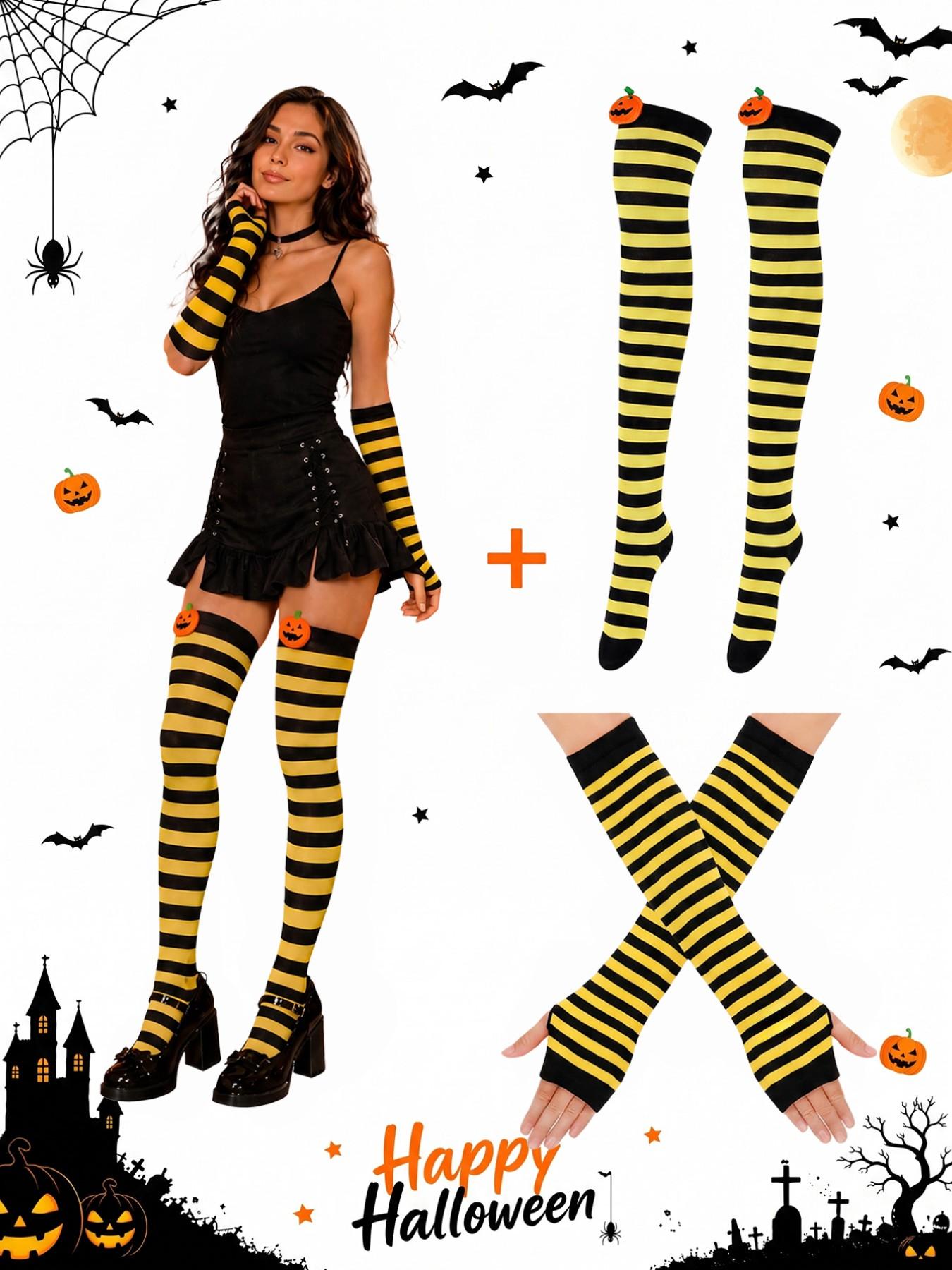 Women Striped Thigh High Socks and Fingerless Gloves Set Arm Warmers Leg Warmers Stockings Christmas Halloween Over the Knee Stockings Extra Long Cosplay Costumes Accessories Fit Women Striped Thigh High Socks and Fingerless Gloves Set Arm Warmers Leg Warmers Stockings Christmas Halloween Over the Knee Stockings Extra Long Cosplay Costumes Accessories Fit