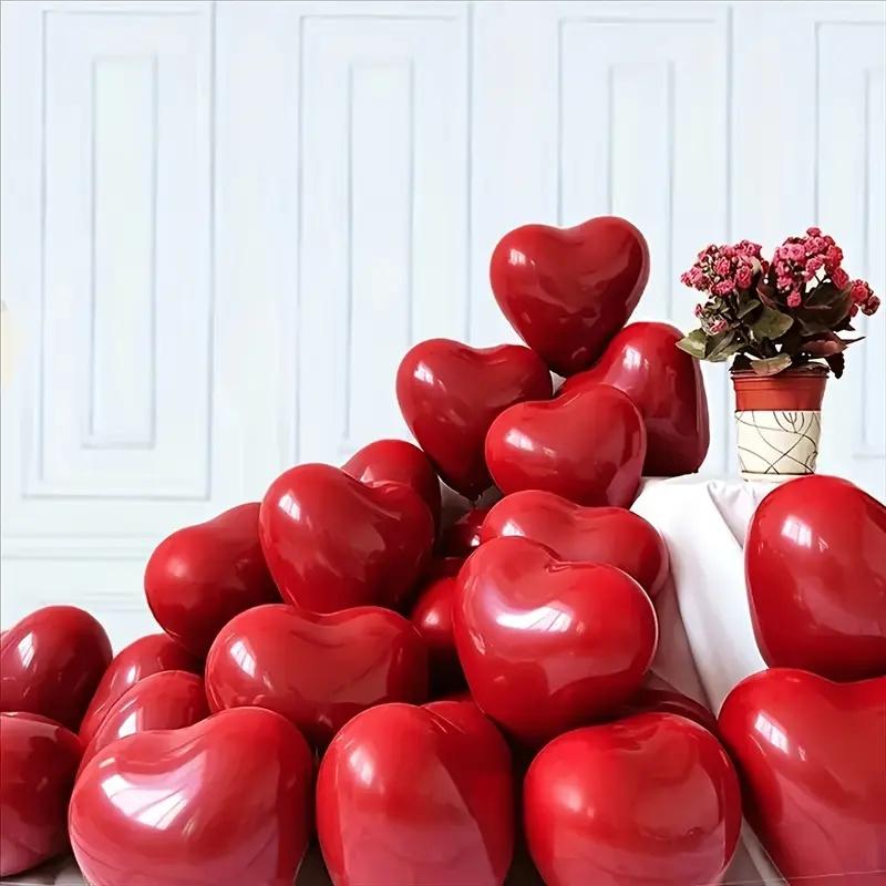 31pcs Heart Shaped Balloons 10inch/25.4cm, Valentine's Day Wedding Anniversary Engagement Proposal Birthday Party Decorations