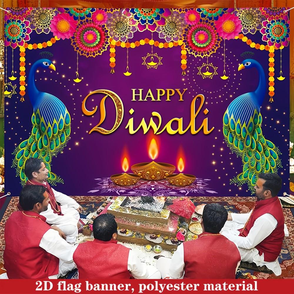 2D Flat Banner 1pc,  Super Happy Diwali Banner Measuring Ideal for Diwali-Themed Decorations, Party Supplies, And Photography Backgrounds for Both Indoor And Outdoor Settings, Party Background